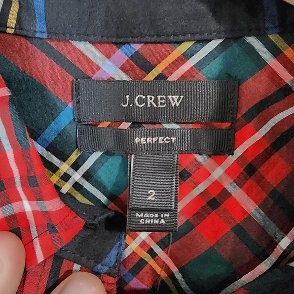 NWT J. Crew Perfect Shirt Womens 2 Stewart Plaid Fall Button Front Collar Shirt - Picture 9 of 13